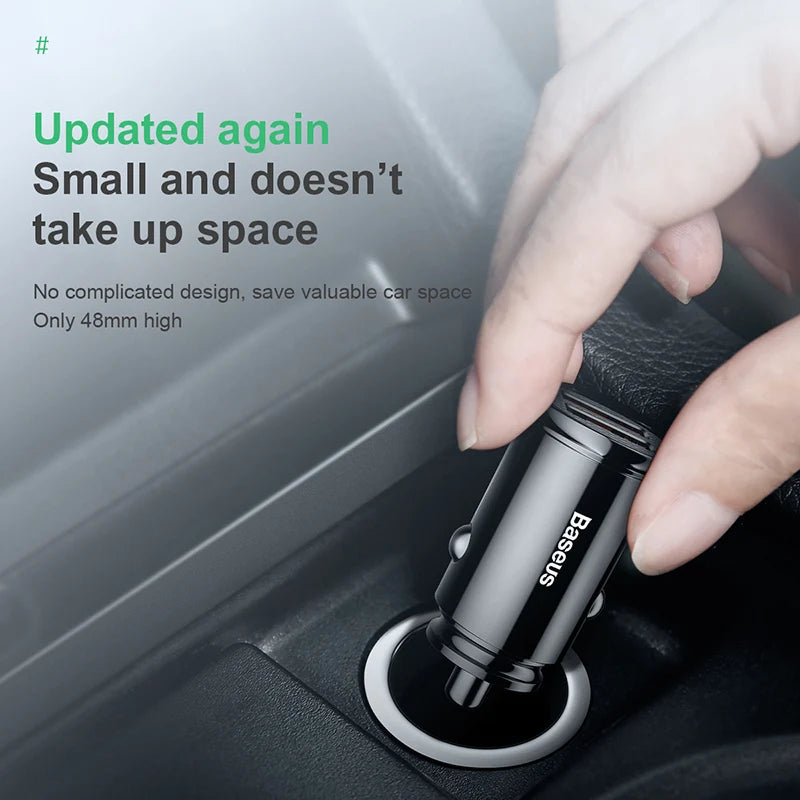 Baseus USB Car Charger Quick Charge QC 4.0 PD 3.0 5A Dual USB Type C Fast Charging Car Charger For iPhone Xiaomi POCO