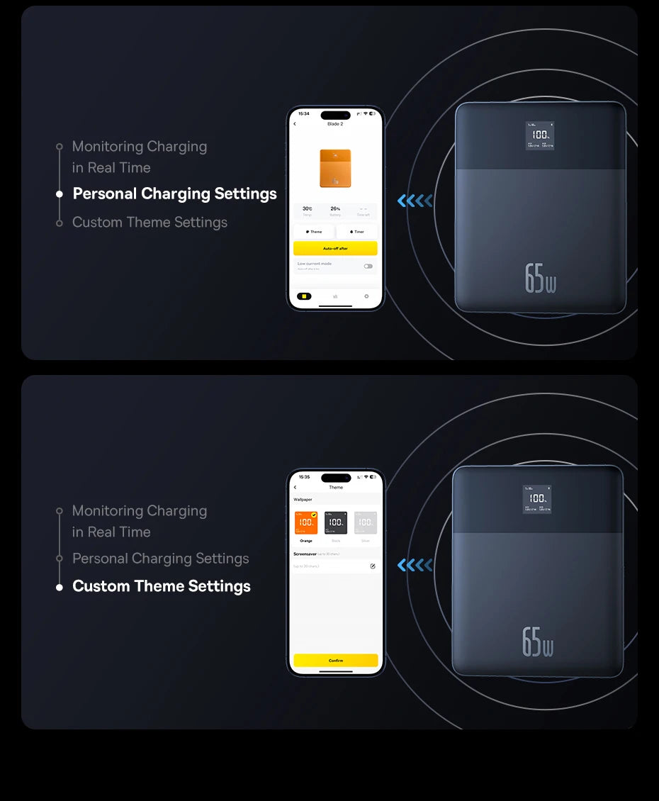 Baseus Blade 2 Power Bank 65W 12000mAh PD Fast Charging Digital Remaining Battery for iPhone 16 Pro Max Notebooks Laptops