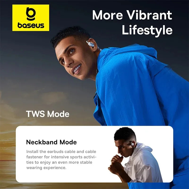Baseus Eli Sport 1 Open Ear Headphones Wireless Bluetooth 5.3 Earphones TWS Air Conduction Earbuds High Quality Sports Headset
