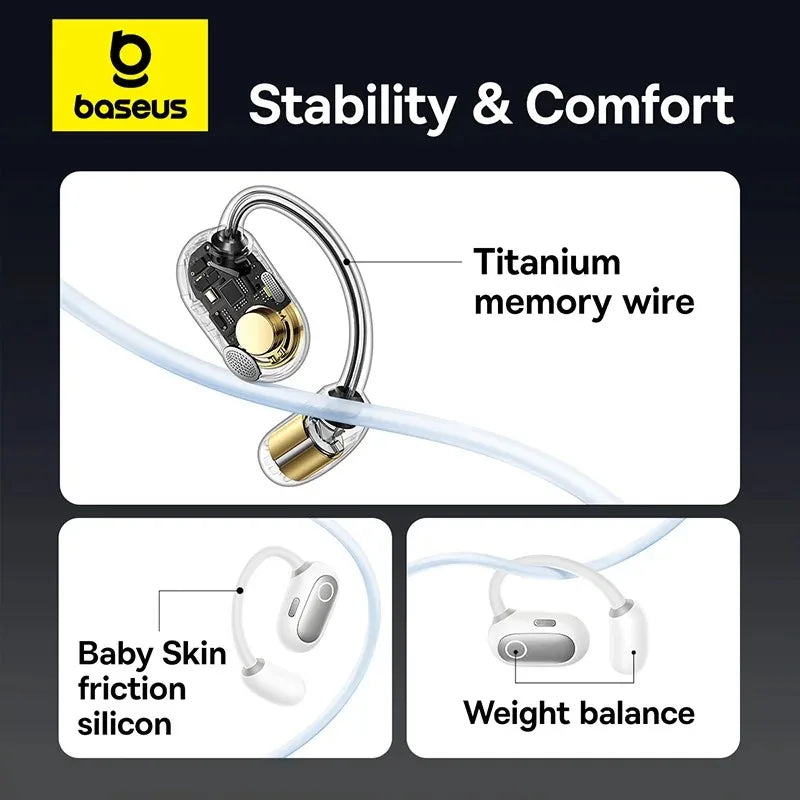 Baseus Eli Sport 1 Open Ear Headphones Wireless Bluetooth 5.3 Earphones TWS Air Conduction Earbuds High Quality Sports Headset