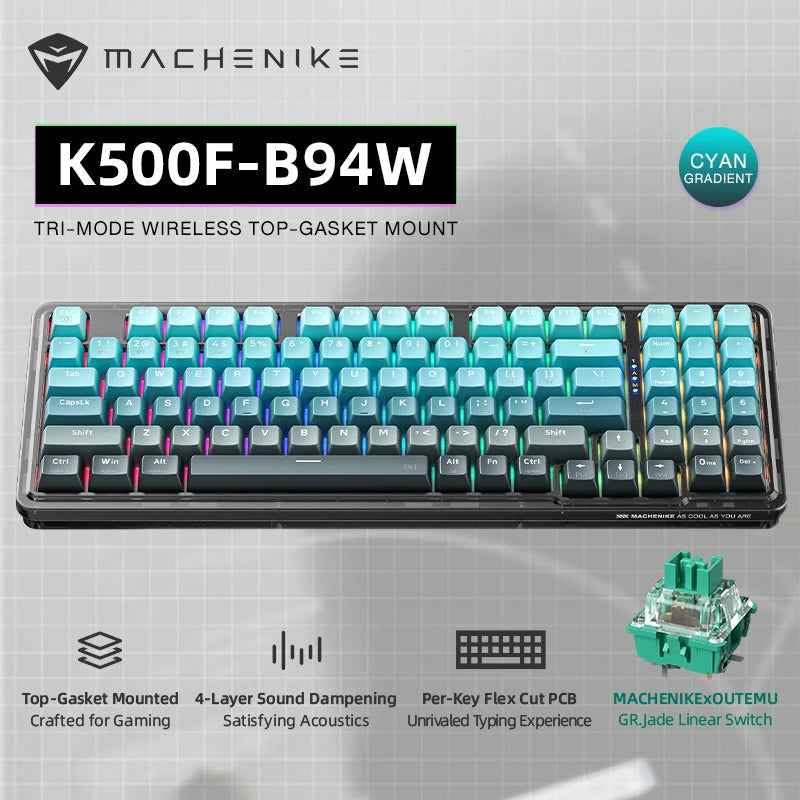 Machenike K500F-B94W Wireless Mechanical Keyboard 94Keys Hot-Swap Top-Gasket Mount 2.4G Bluetooth Gaming Keyboard For Gamers