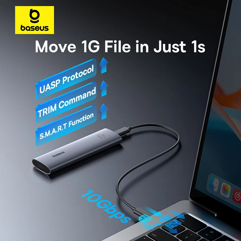 Baseus M2 SSD Enclosure Case 10Gbps NVMe Protocol M.2 to USB Type C 3.2 Gen2 8TB Metal External Adapter NVME SSD Case