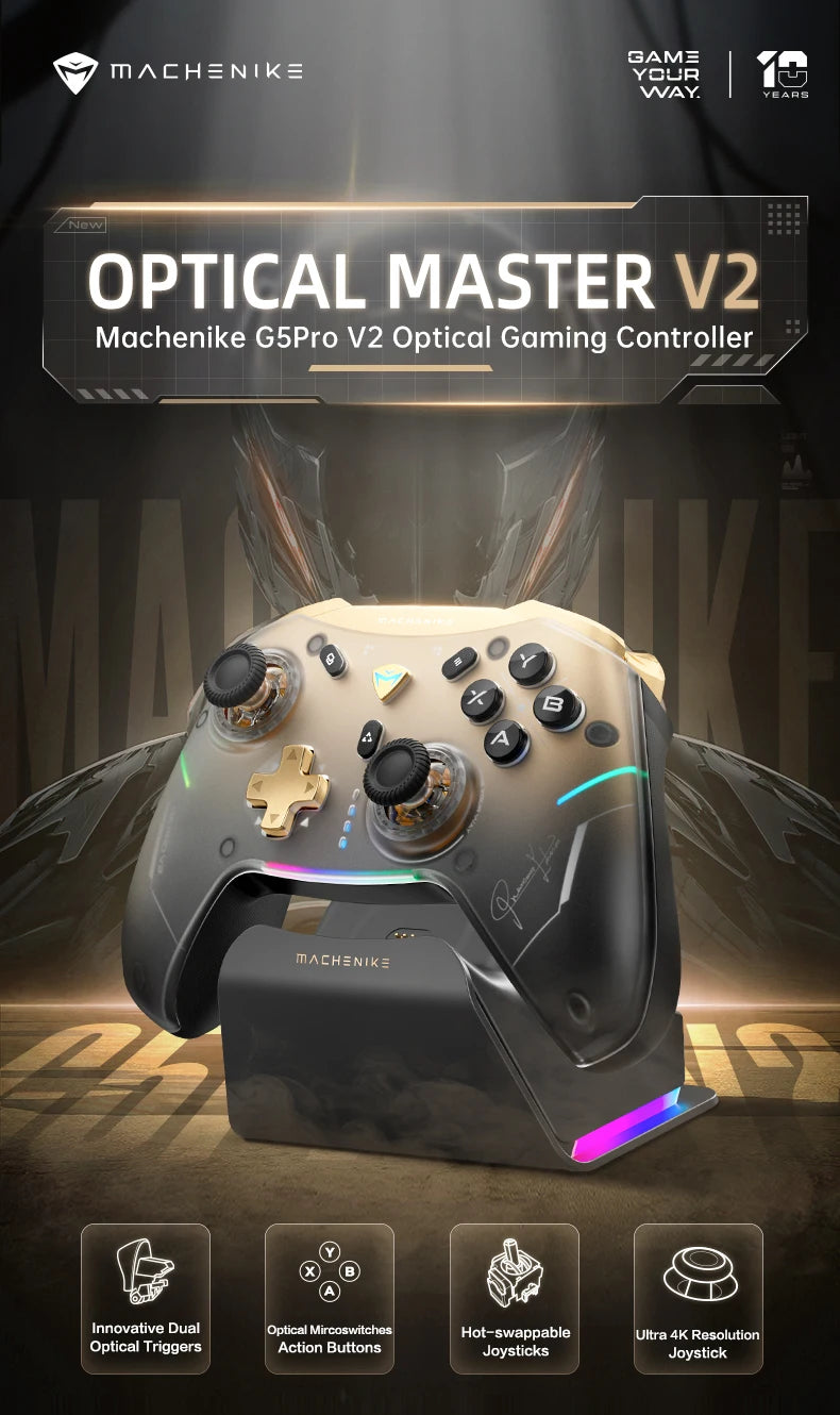 MACHENIKE G5Pro V2 Ultimate Gaming Controller Optical Trigger ABXY Button Hot-Swappable Joystick 4K Resolution For Switch PC