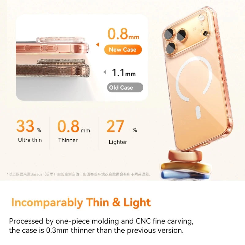 Baseus Magnetic Case For iPhone 17 Pro Max 17 Air Wireless Charging For Magsafe Case For iPhone 16 15 14 13 Pro Max Clear Cover