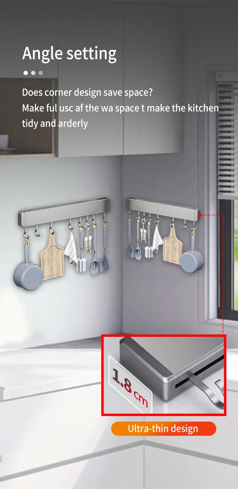 Muyiyu 50cm Wall Mounted Hooks Rack No Punching Storage Shelves With Movable Hook Holder Organizer Kitchen Utensil Accessories