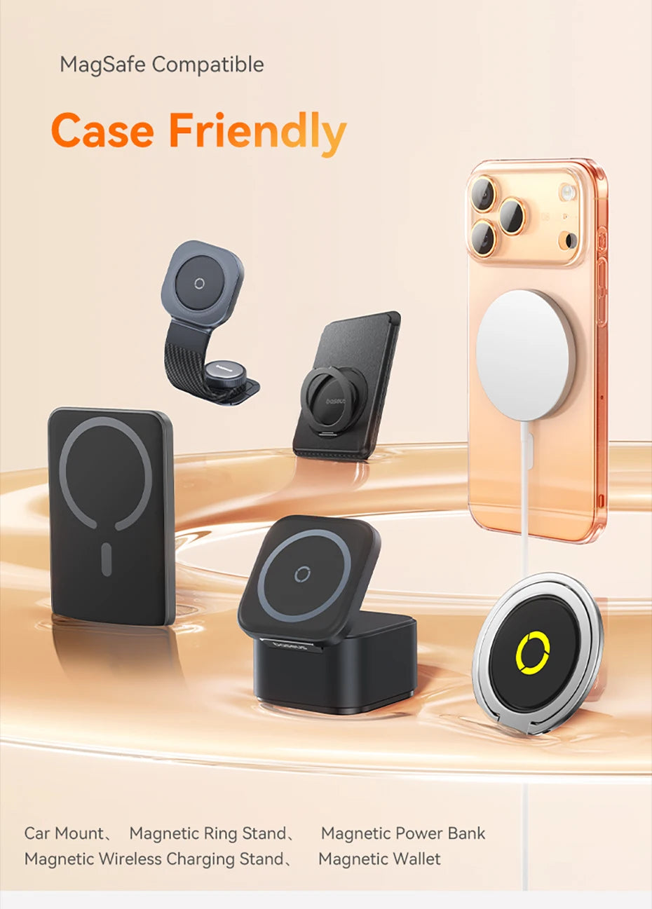 Baseus Magnetic Case For iPhone 17 Pro Max 17 Air Wireless Charging For Magsafe Case For iPhone 16 15 14 13 Pro Max Clear Cover