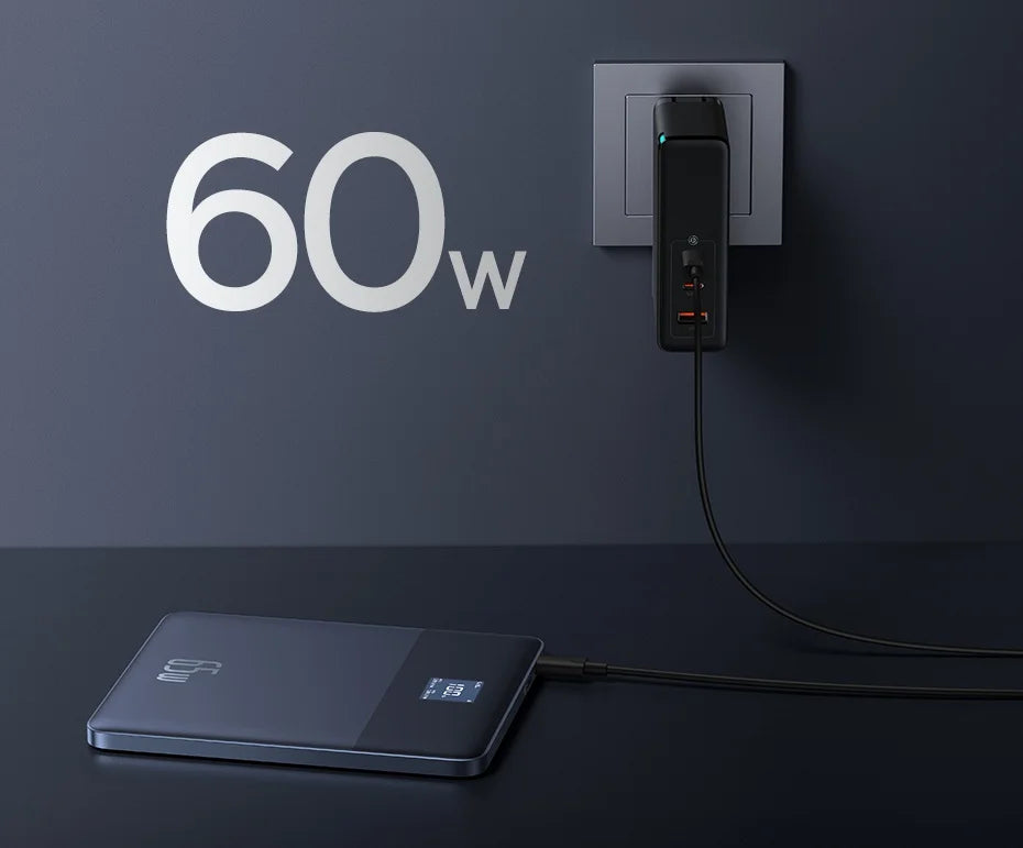Baseus Blade 2 Power Bank 65W 12000mAh PD Fast Charging Digital Remaining Battery for iPhone 16 Pro Max Notebooks Laptops