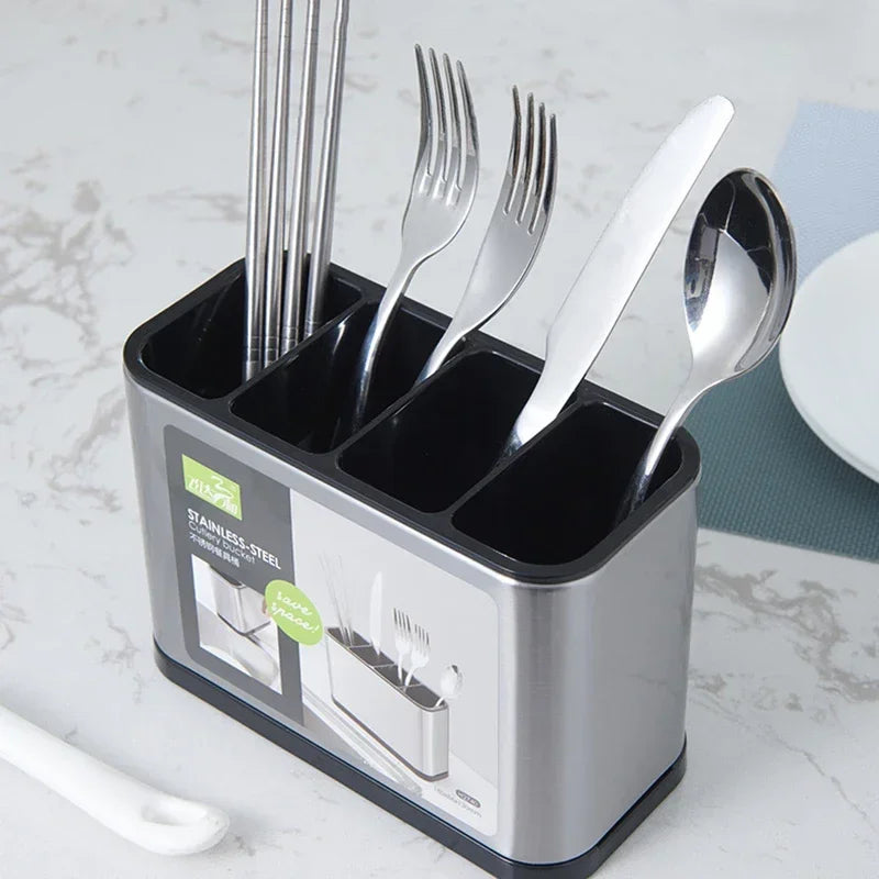 Stainless Steel Cutlery Holder Household Tableware Drainboard Spoon Storage Kitchen Organizer Drainer Dish Drying Rack