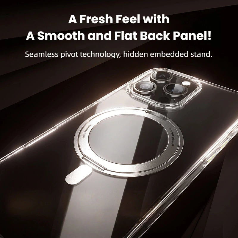 Baseus Stand Magnetic Case For iPhone 17 16 Pro Max 17 Air 360° Rotatable Bracket Wireless Charging For MagSafe Kickstand Case