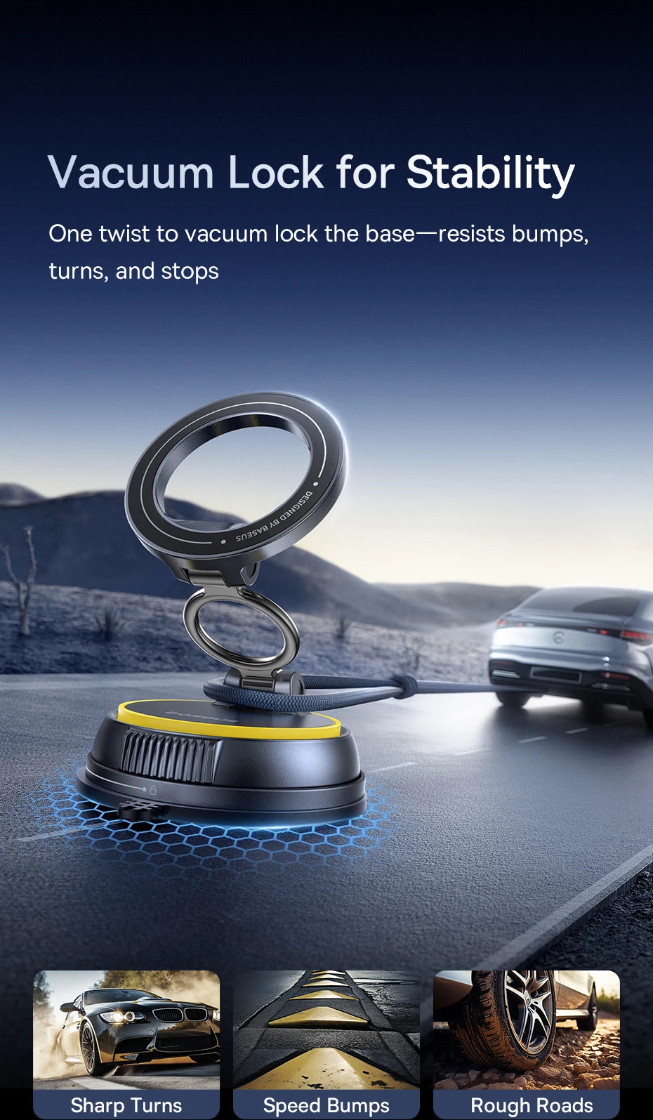 Baseus Magnetic Car Phone Holder Vacuum Suction Cup Stand 360° Rotation Мagnet Holder For iPhone Gym/Driving Vacuum Phone Stand