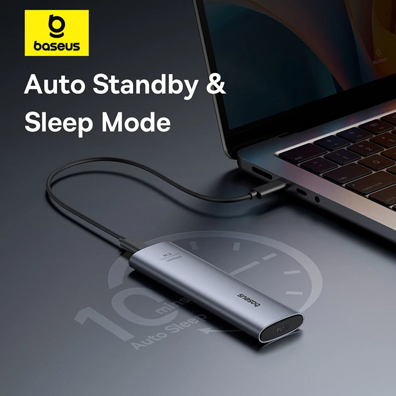 Baseus M2 SSD Enclosure Case 10Gbps NVMe Protocol M.2 to USB Type C 3.2 Gen2 8TB Metal External Adapter NVME SSD Case