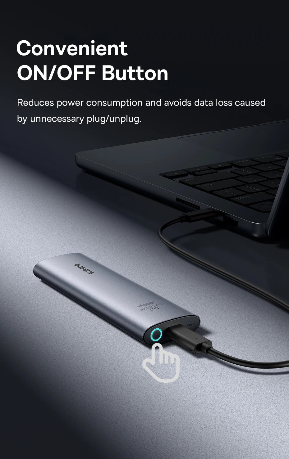 Baseus M2 SSD Enclosure Case 10Gbps NVMe Protocol M.2 to USB Type C 3.2 Gen2 8TB Metal External Adapter NVME SSD Case