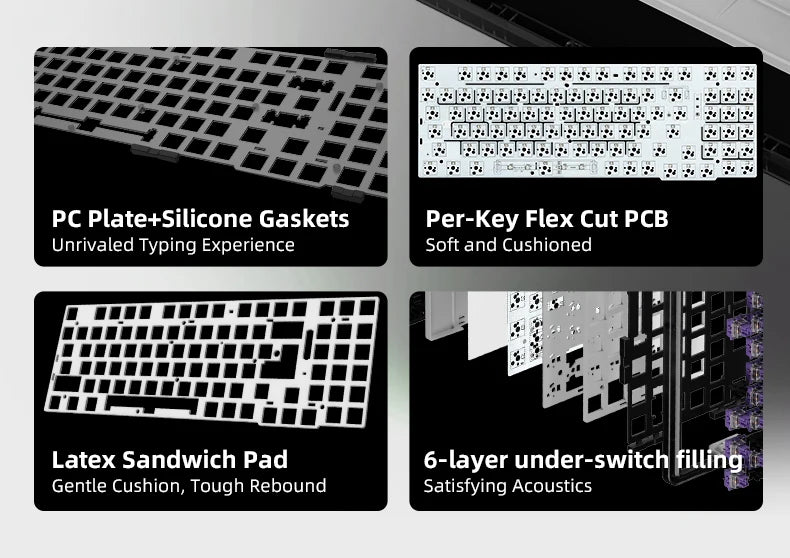 Machenike K500F-B94W Wireless Mechanical Keyboard 94Keys Hot-Swap Top-Gasket Mount 2.4G Bluetooth Gaming Keyboard For Gamers