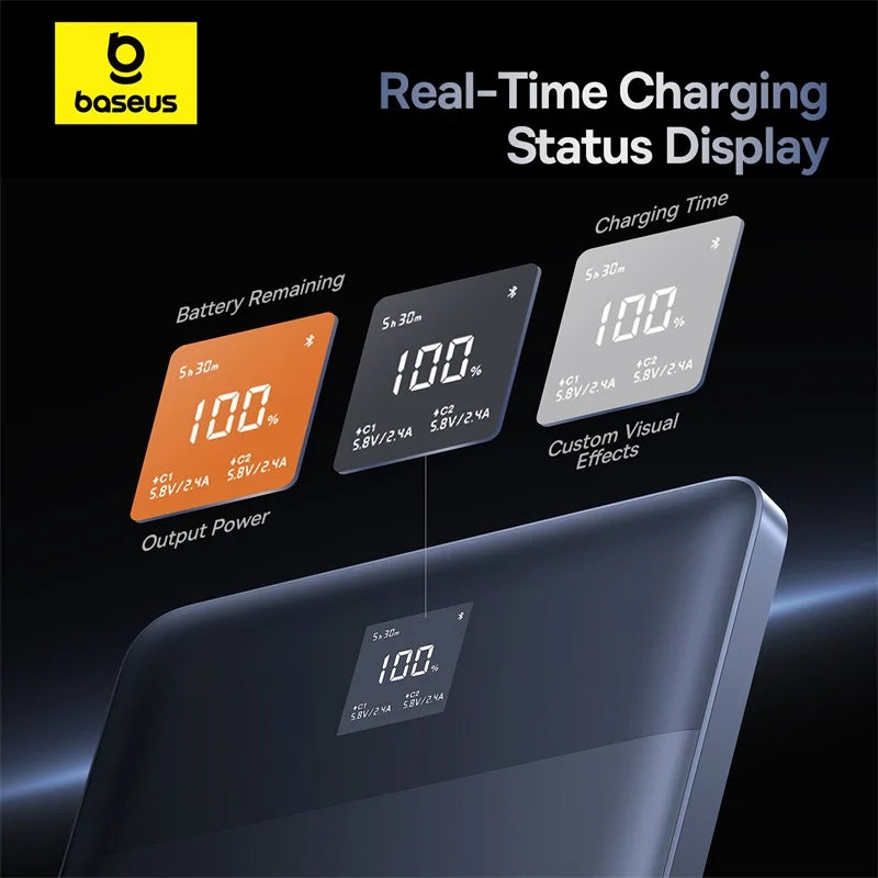 Baseus Blade 2 Power Bank 65W 12000mAh PD Fast Charging Digital Remaining Battery for iPhone 16 Pro Max Notebooks Laptops