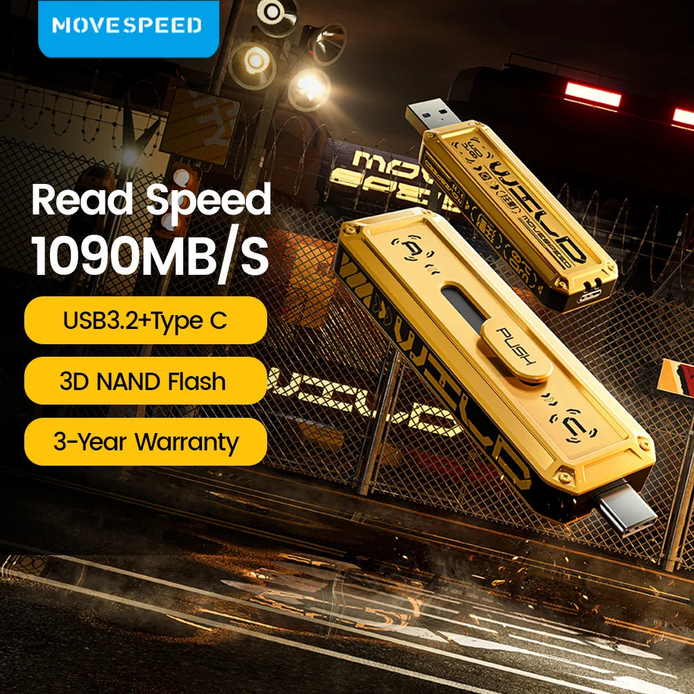 MOVESPEED Solid State Pen Drive USB3.2 Gen 2 Type C Flash Drive for PC Smartphone Tablet