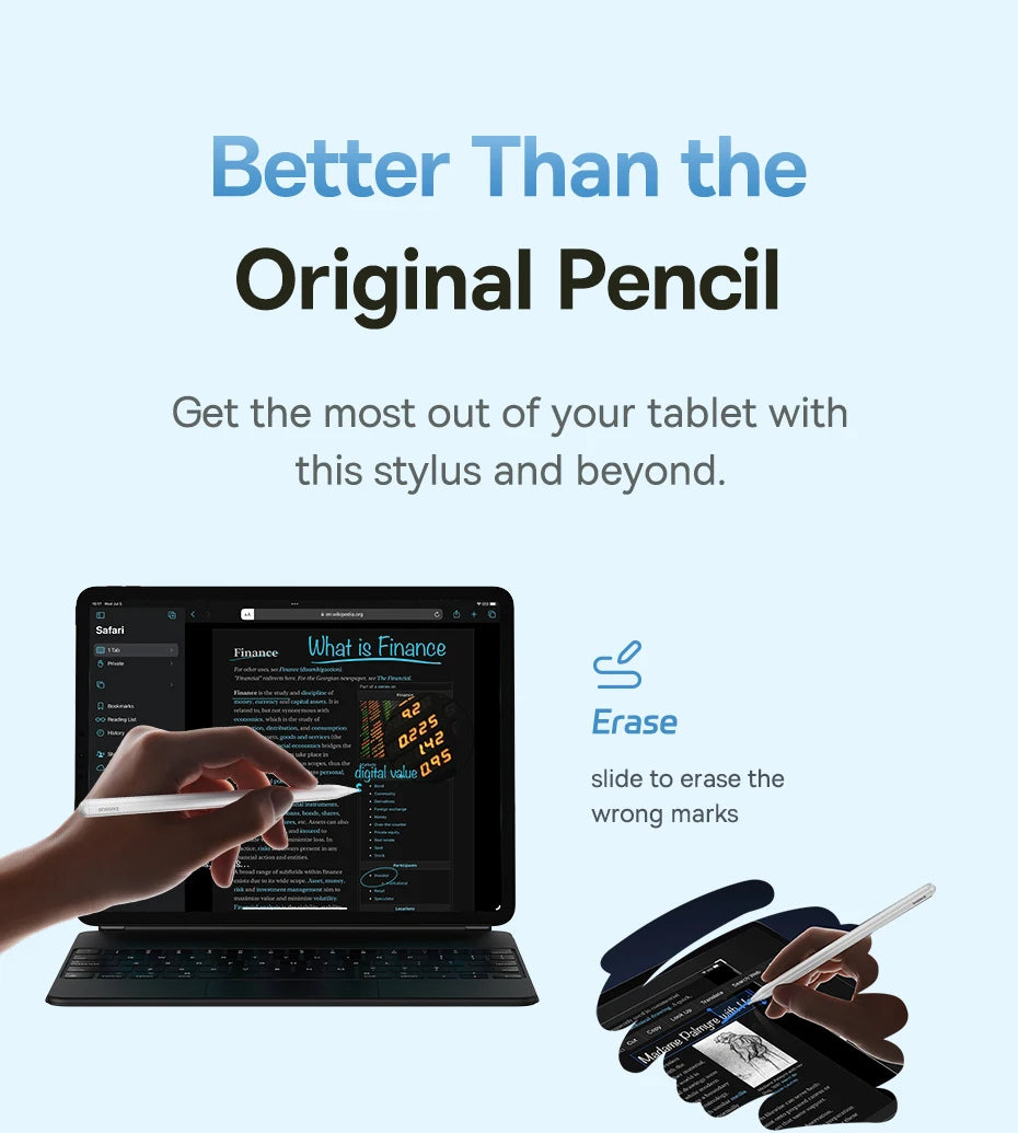 Baseus 3rd Gen Stylus Pen for iPad 2018-2022 Apple Pencil Bluetooth Magnetic Wireless Charging Tilt Sensitive Palm Rejection