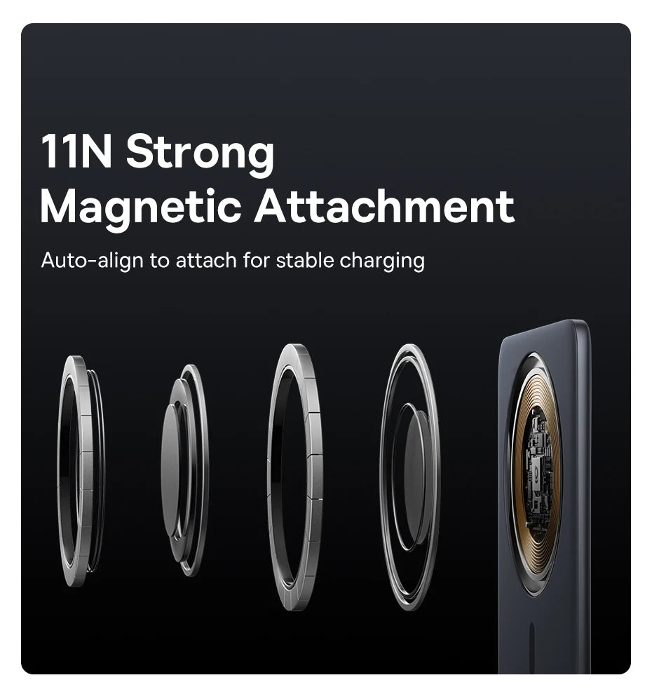 Baseus 5000mAh Magnetic Power Bank 15W Wireless 20W Wired Charging Thin Card-Sized Slim Portable Powerbank for iPhone Samsung
