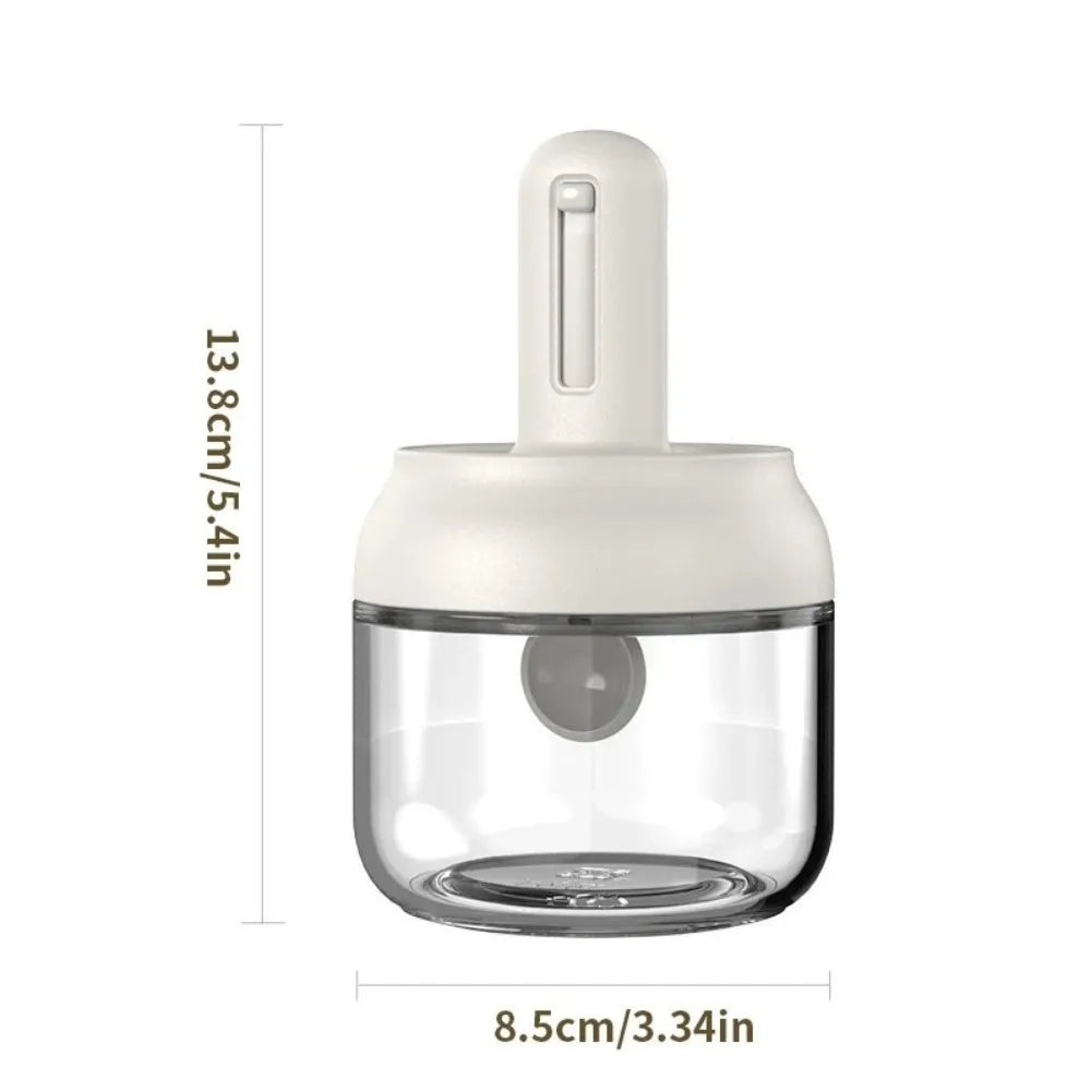 Glass Seasoning Jar with Telescopic Spoon: Moisture-Proof & Leak-Proof Kitchen Salt & Spice Storage Box with 2-in-1 Spoon Lid