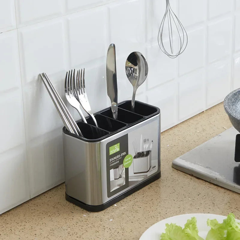 Stainless Steel Cutlery Holder Household Tableware Drainboard Spoon Storage Kitchen Organizer Drainer Dish Drying Rack