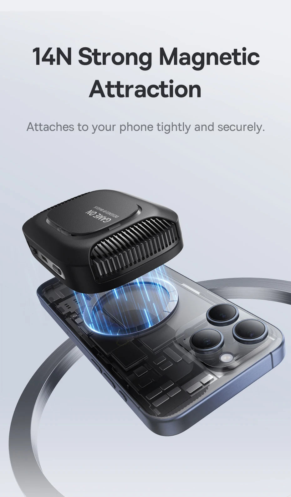 Baseus Phone Cooler Support Magnetic 15W Wireless Charging for iPhone 16 Pro Gaming Radiator with Mobile Phone Stand Cooling Fan