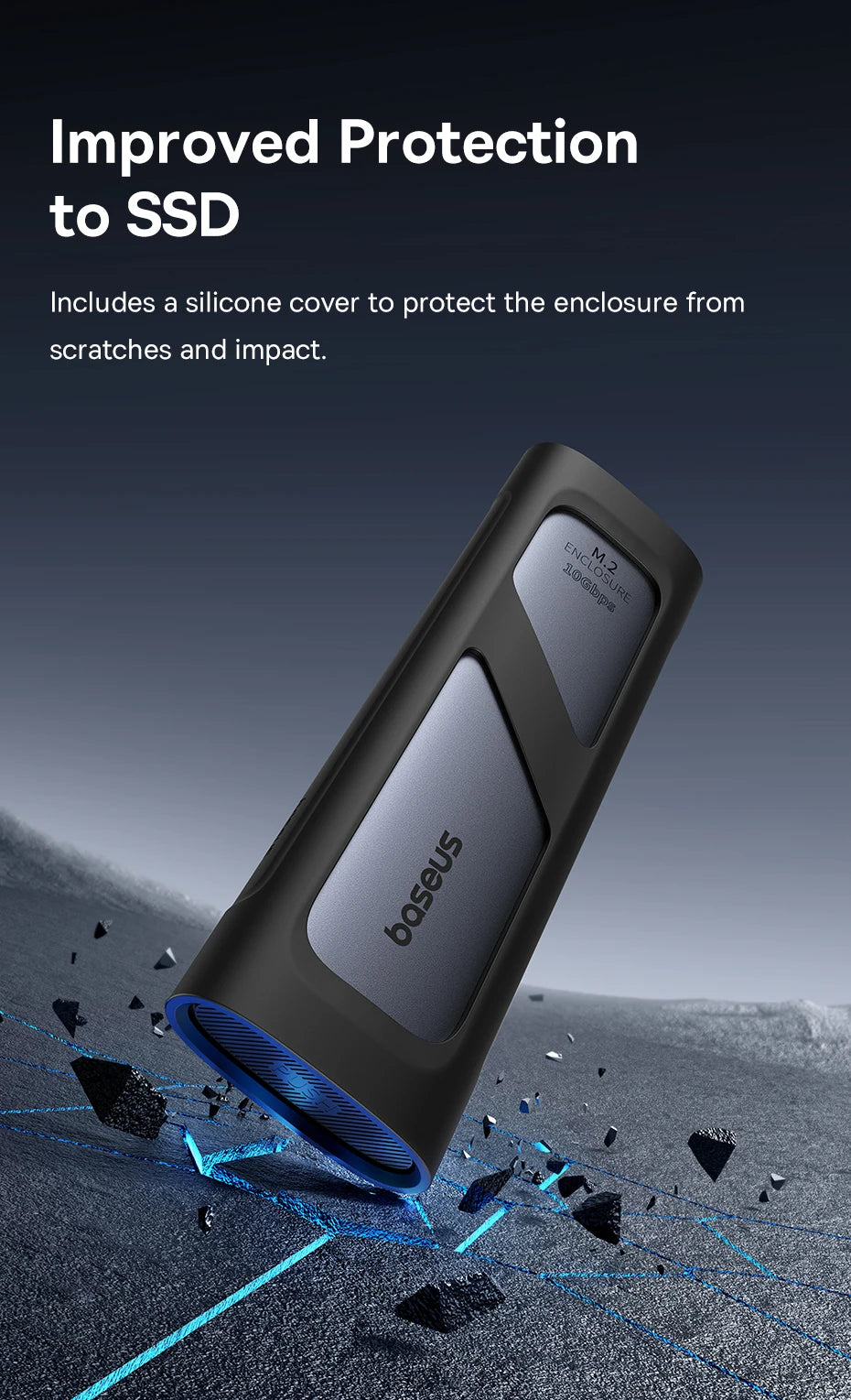 Baseus M2 SSD Enclosure Case 10Gbps NVMe Protocol M.2 to USB Type C 3.2 Gen2 8TB Metal External Adapter NVME SSD Case