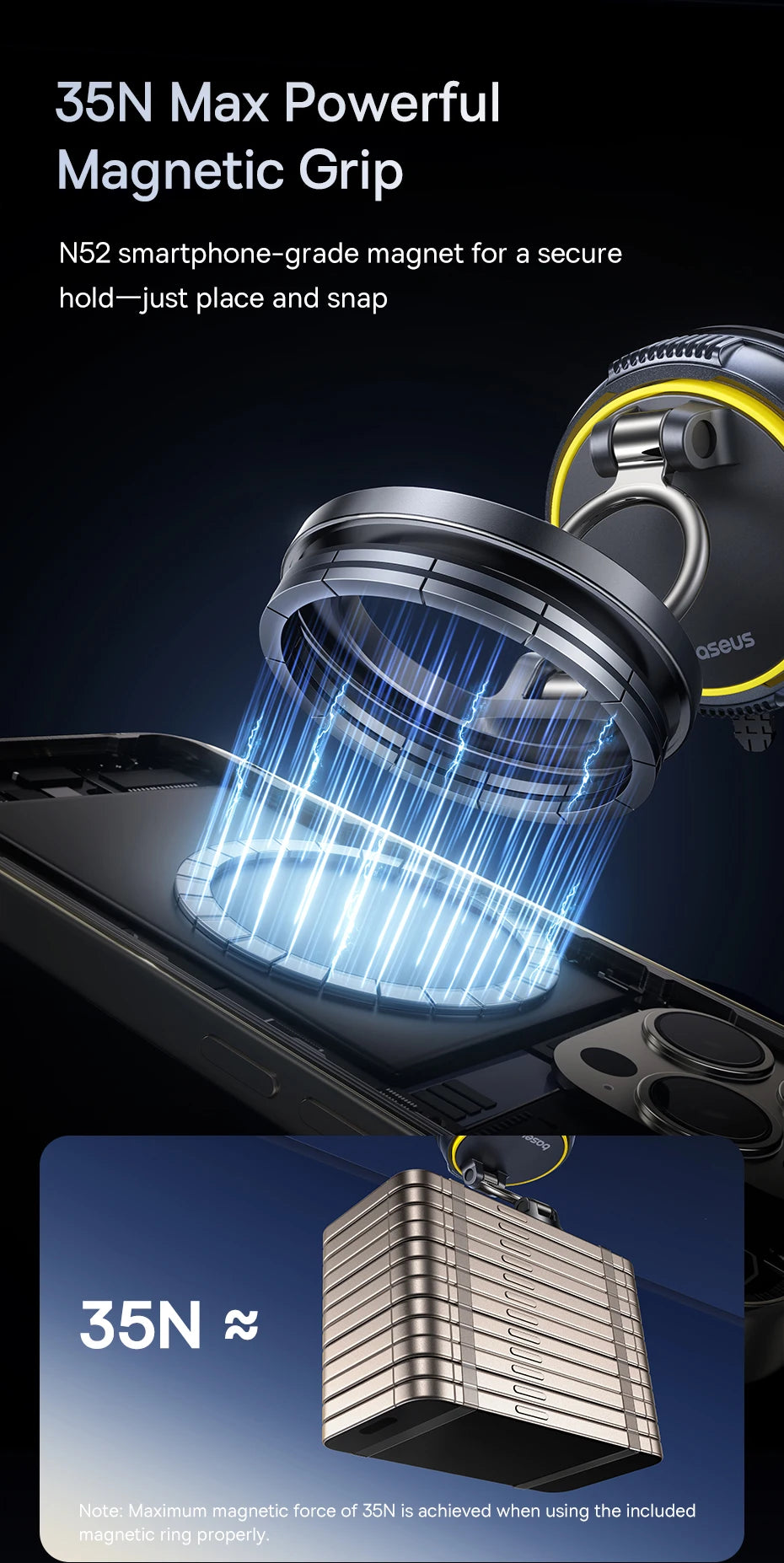 Baseus Magnetic Car Phone Holder Vacuum Suction Cup Stand 360° Rotation Мagnet Holder For iPhone Gym/Driving Vacuum Phone Stand