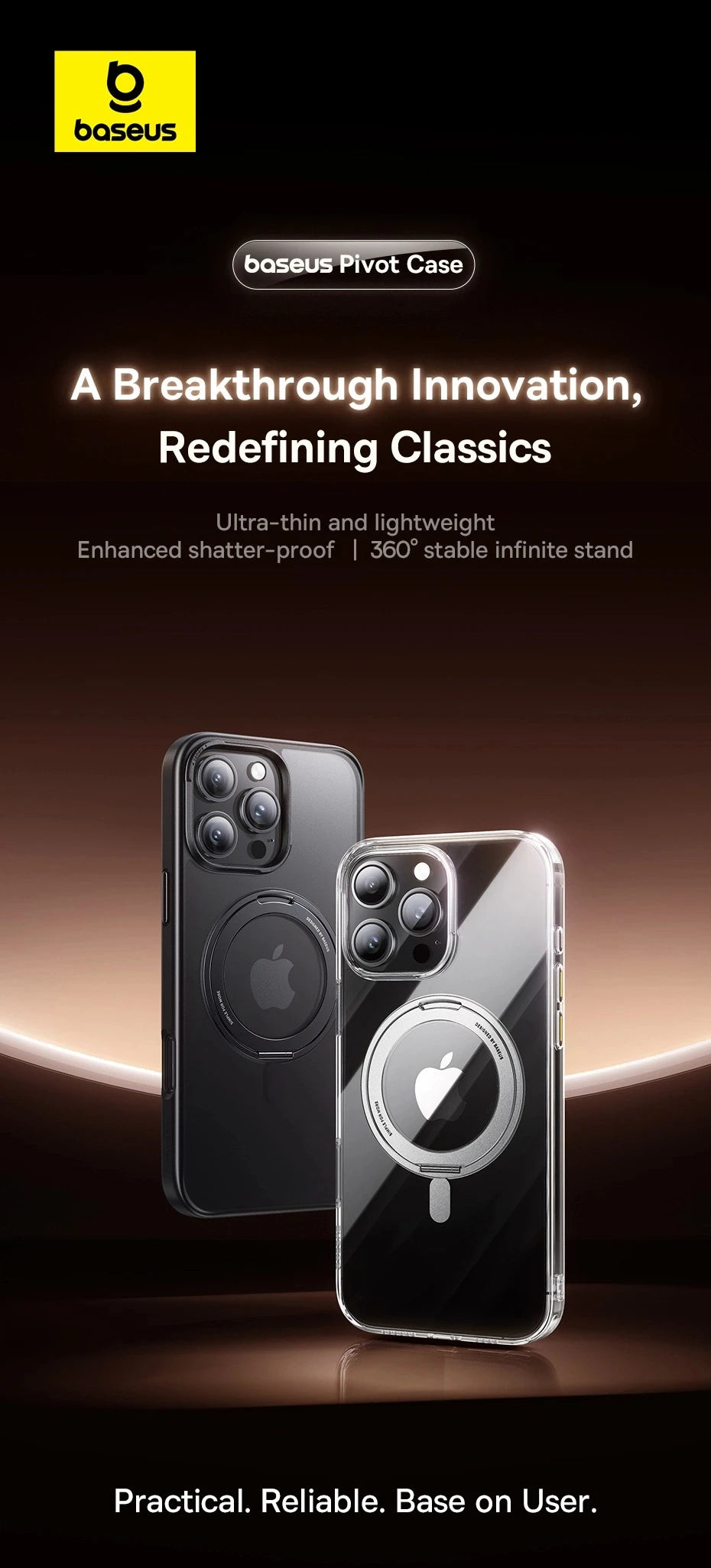 Baseus Stand Magnetic Case For iPhone 17 16 Pro Max 17 Air 360° Rotatable Bracket Wireless Charging For MagSafe Kickstand Case
