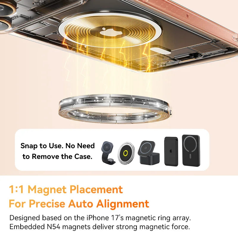 Baseus Magnetic Case For iPhone 17 Pro Max 17 Air Wireless Charging For Magsafe Case For iPhone 16 15 14 13 Pro Max Clear Cover