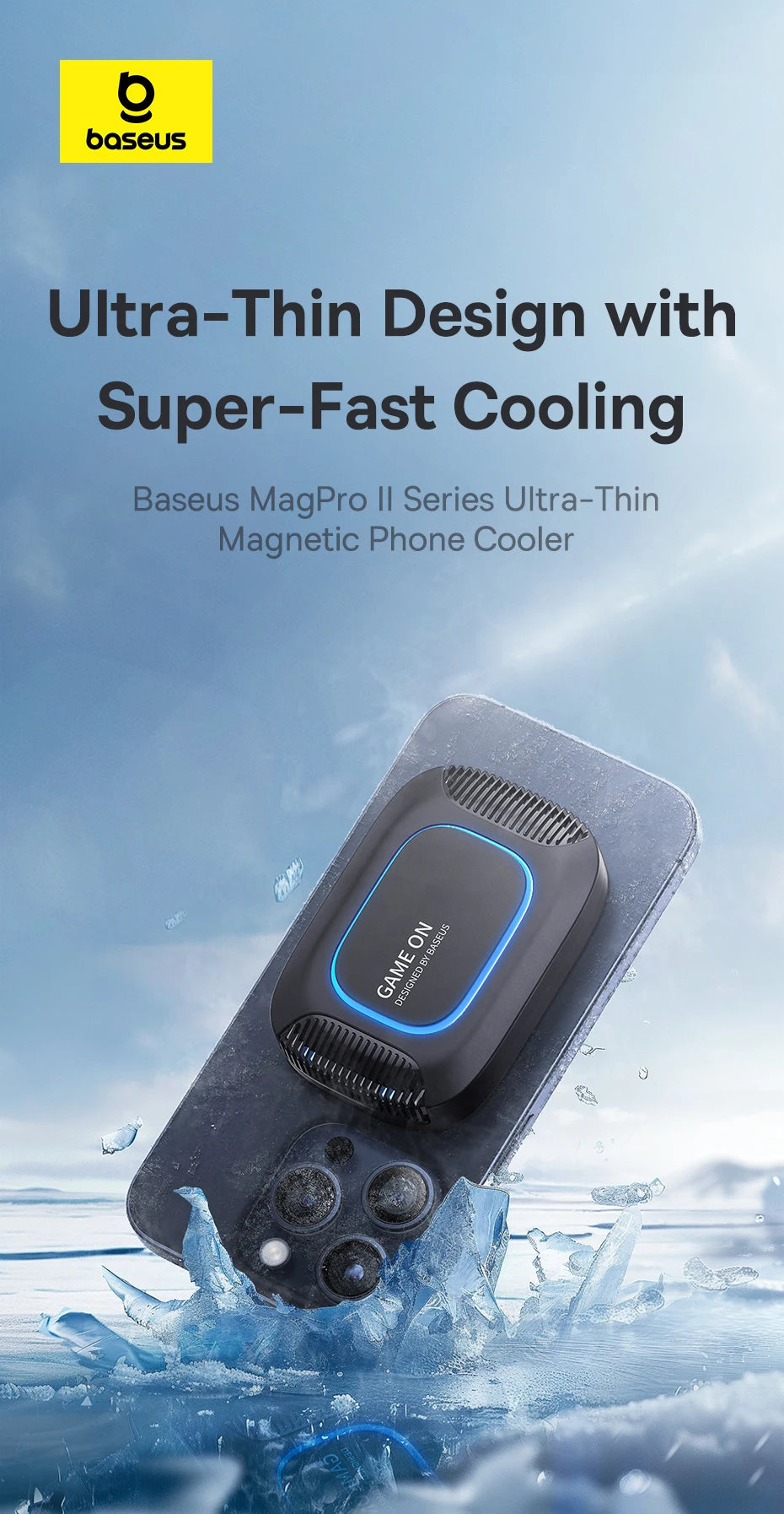 Baseus Phone Cooler Support Magnetic 15W Wireless Charging for iPhone 16 Pro Gaming Radiator with Mobile Phone Stand Cooling Fan