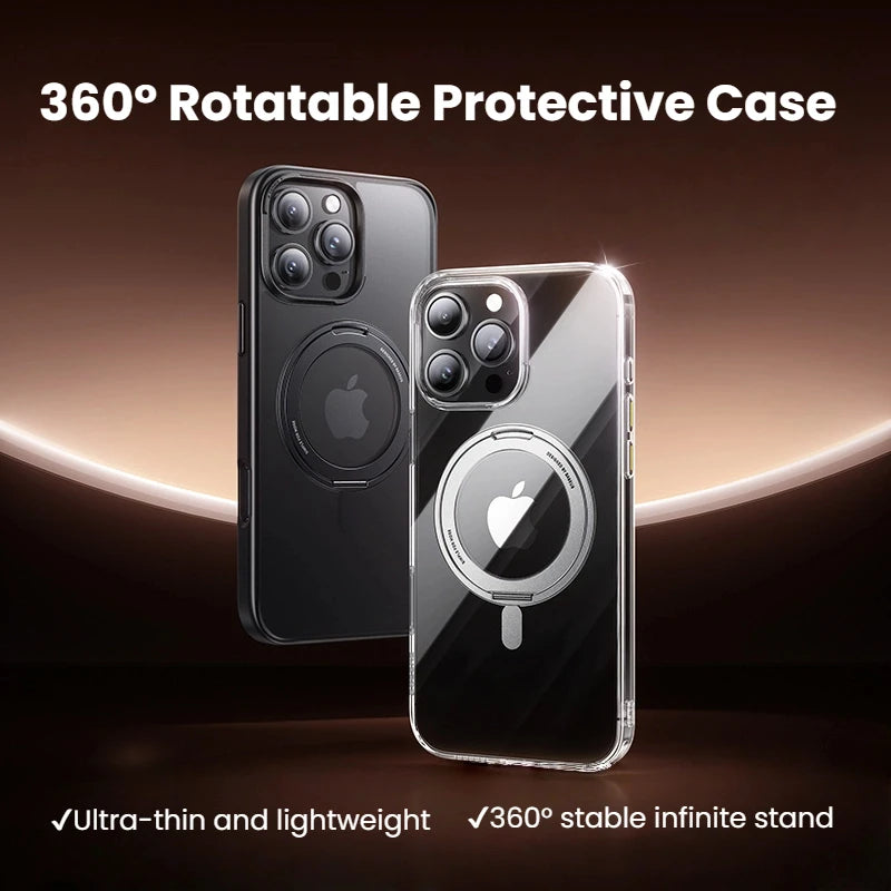 Baseus Stand Magnetic Case For iPhone 17 16 Pro Max 17 Air 360° Rotatable Bracket Wireless Charging For MagSafe Kickstand Case