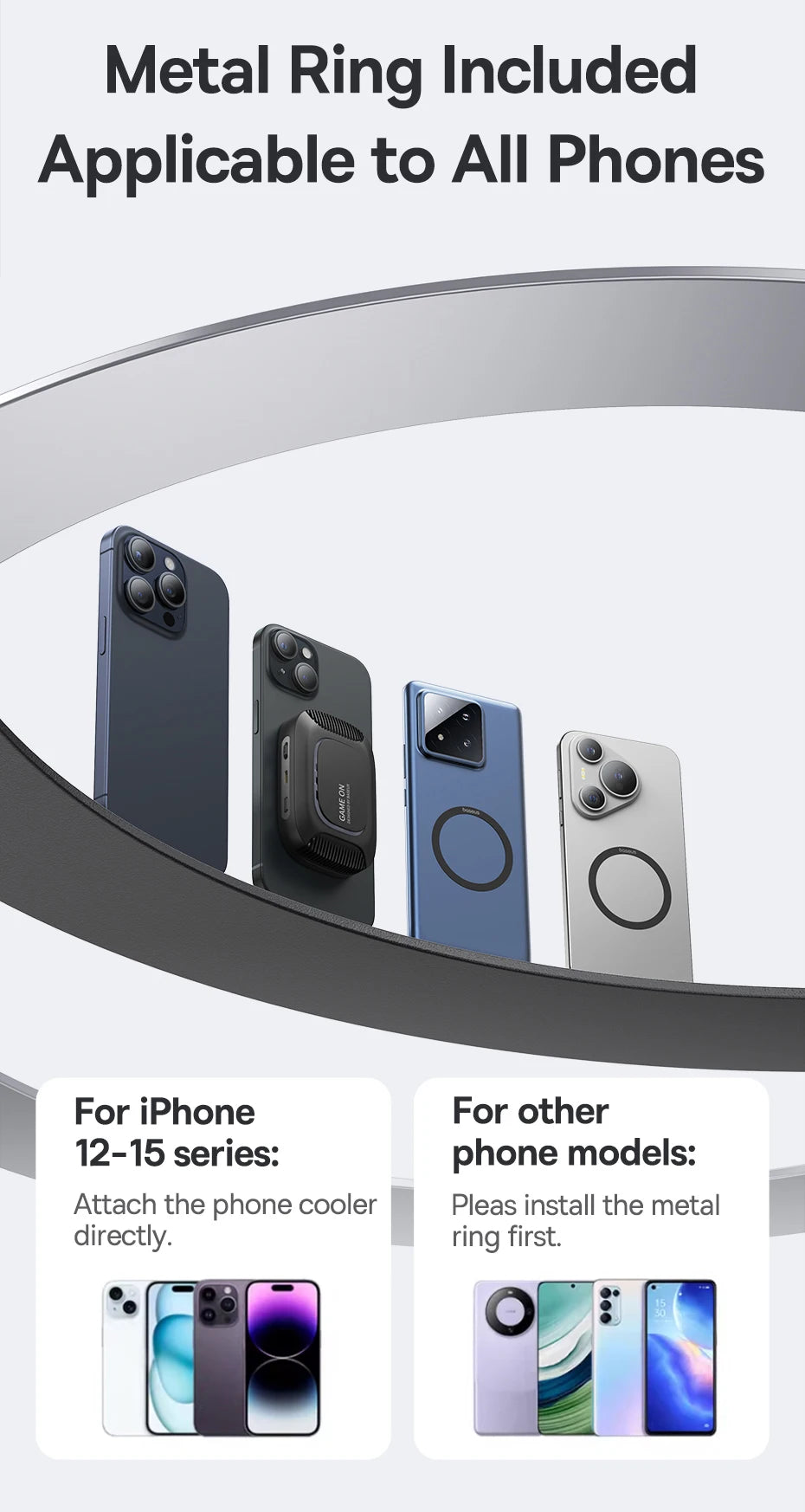 Baseus Phone Cooler Support Magnetic 15W Wireless Charging for iPhone 16 Pro Gaming Radiator with Mobile Phone Stand Cooling Fan