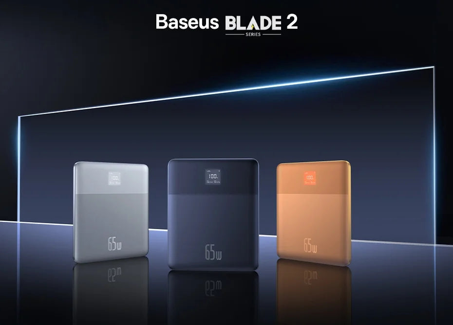 Baseus Blade 2 Power Bank 65W 12000mAh PD Fast Charging Digital Remaining Battery for iPhone 16 Pro Max Notebooks Laptops