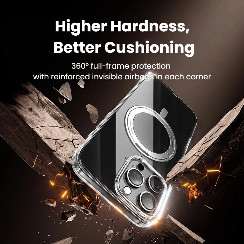 Baseus Stand Magnetic Case For iPhone 17 16 Pro Max 17 Air 360° Rotatable Bracket Wireless Charging For MagSafe Kickstand Case