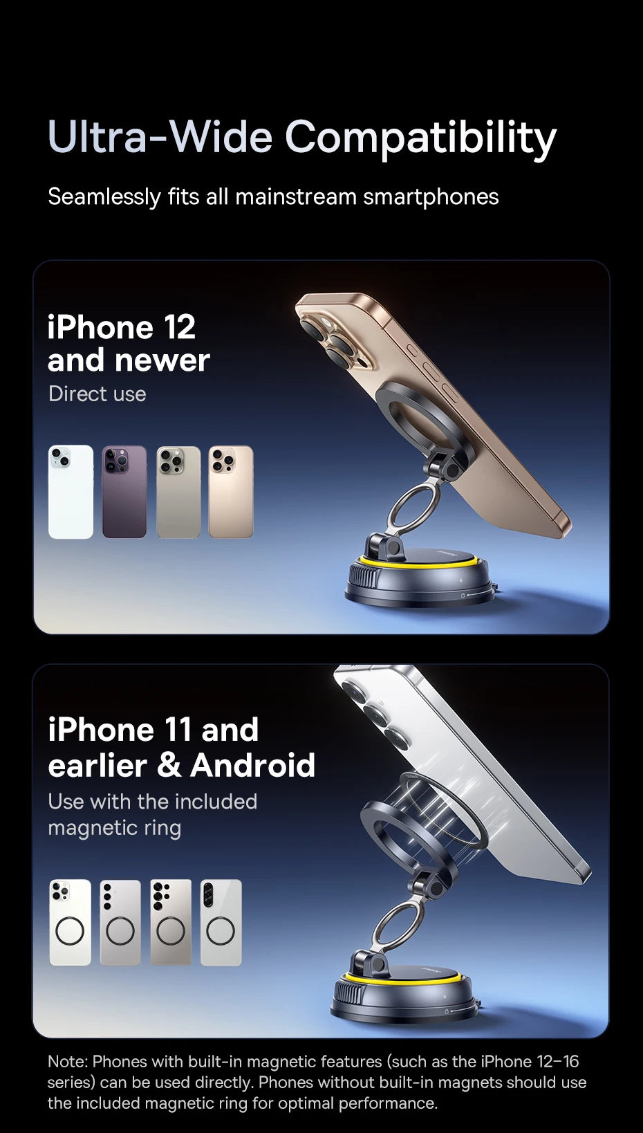 Baseus Magnetic Car Phone Holder Vacuum Suction Cup Stand 360° Rotation Мagnet Holder For iPhone Gym/Driving Vacuum Phone Stand