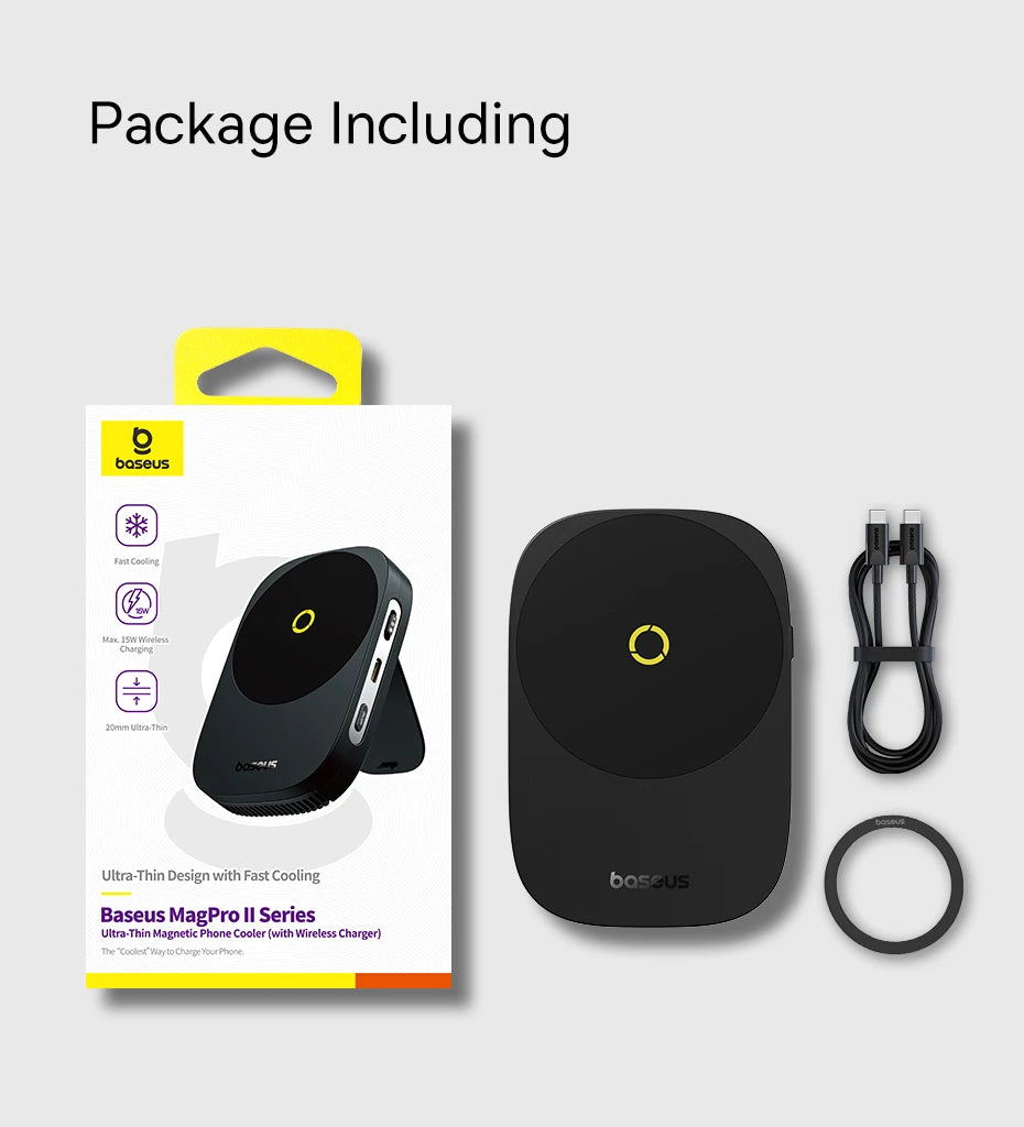 Baseus Phone Cooler Support Magnetic 15W Wireless Charging for iPhone 16 Pro Gaming Radiator with Mobile Phone Stand Cooling Fan