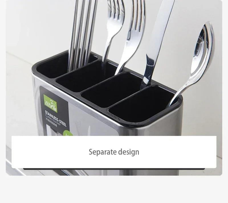 Stainless Steel Cutlery Holder Household Tableware Drainboard Spoon Storage Kitchen Organizer Drainer Dish Drying Rack