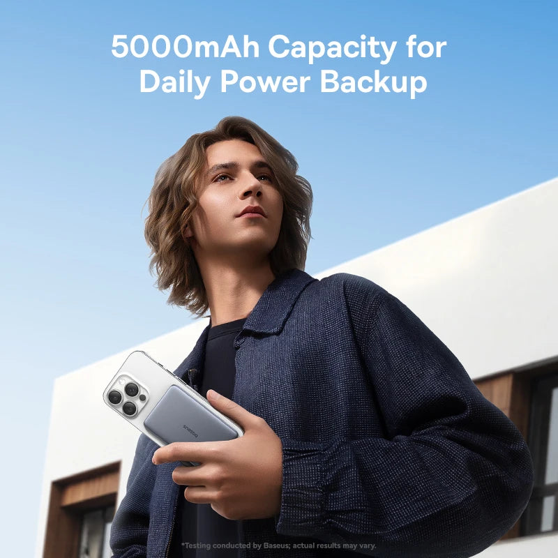 Baseus 5000mAh Magnetic Power Bank 15W Wireless 20W Wired Charging Thin Card-Sized Slim Portable Powerbank for iPhone Samsung