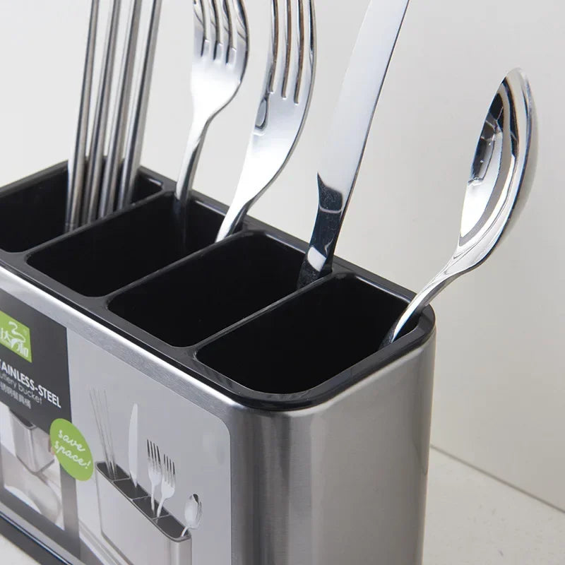 Stainless Steel Cutlery Holder Household Tableware Drainboard Spoon Storage Kitchen Organizer Drainer Dish Drying Rack