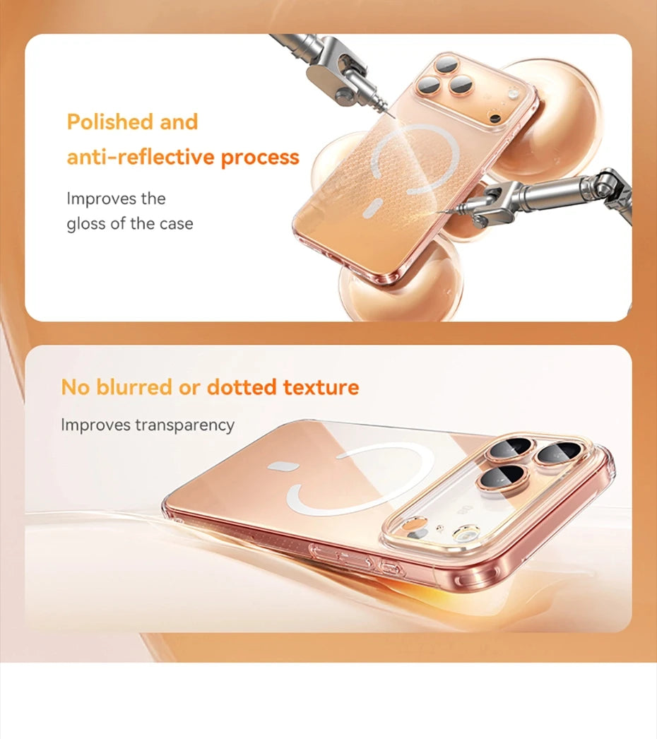 Baseus Magnetic Case For iPhone 17 Pro Max 17 Air Wireless Charging For Magsafe Case For iPhone 16 15 14 13 Pro Max Clear Cover