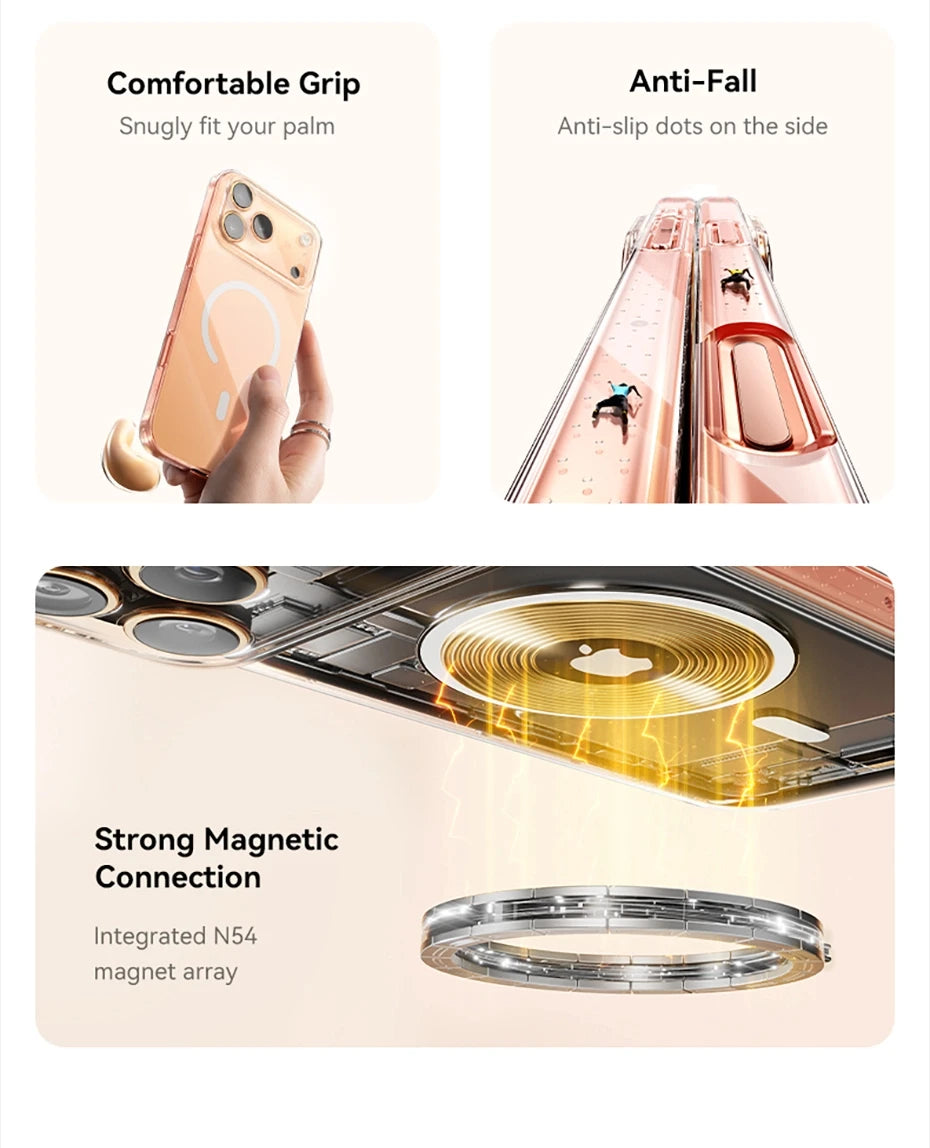 Baseus Magnetic Case For iPhone 17 Pro Max 17 Air Wireless Charging For Magsafe Case For iPhone 16 15 14 13 Pro Max Clear Cover