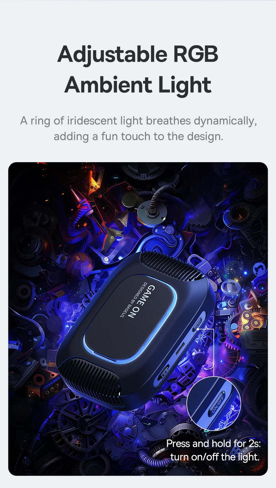 Baseus Phone Cooler Support Magnetic 15W Wireless Charging for iPhone 16 Pro Gaming Radiator with Mobile Phone Stand Cooling Fan
