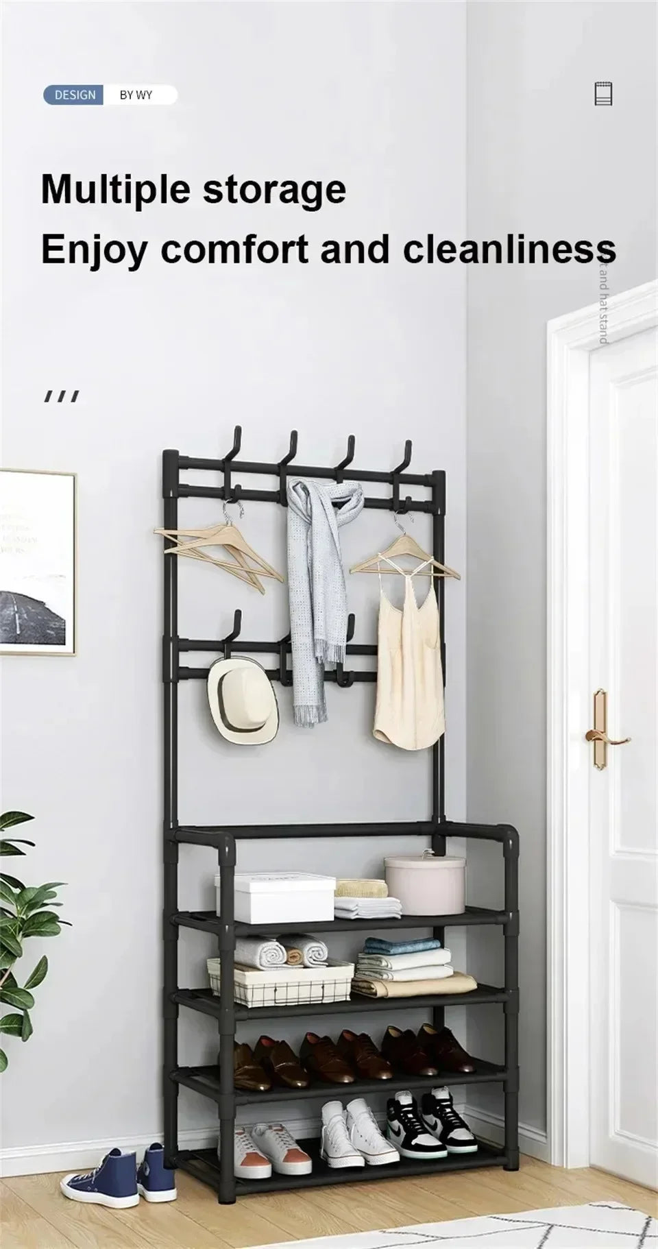 Multi-ayer Shoe Rack Organizer Clothes Hat Shoes Combination Storage Shelf