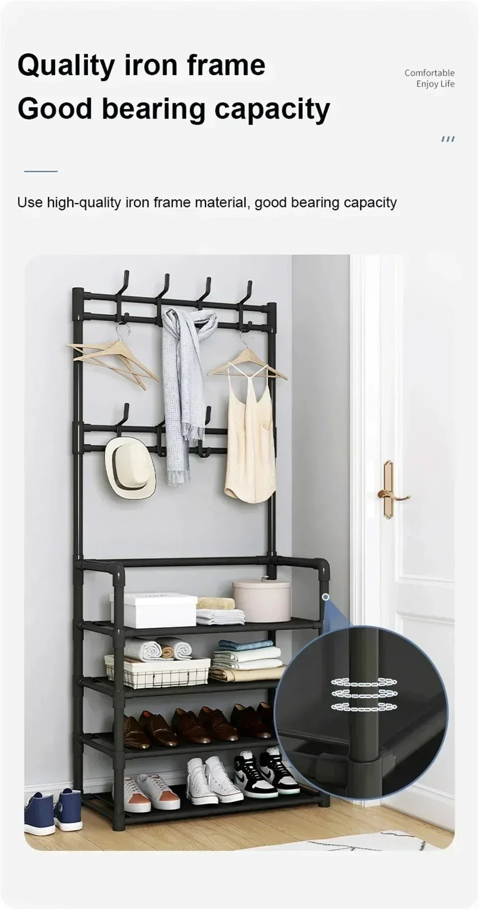 Multi-ayer Shoe Rack Organizer Clothes Hat Shoes Combination Storage Shelf