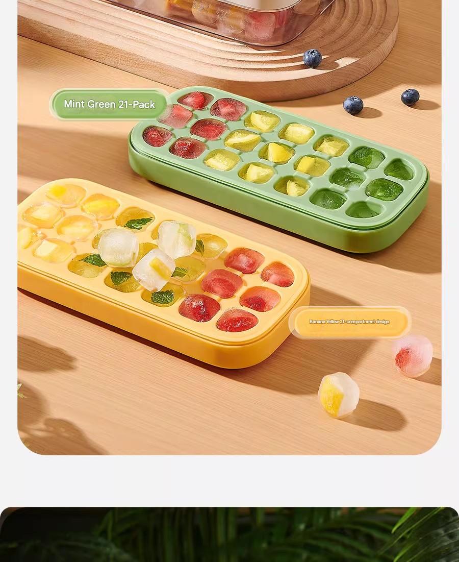 Ice Cube Tray with Lid & One-Touch Release – Easy, Non-Stick Ice Maker