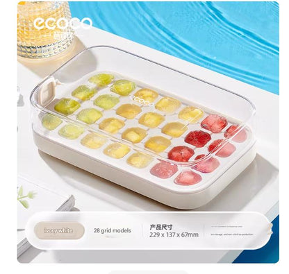 Ice Cube Tray with Lid & One-Touch Release – Easy, Non-Stick Ice Maker