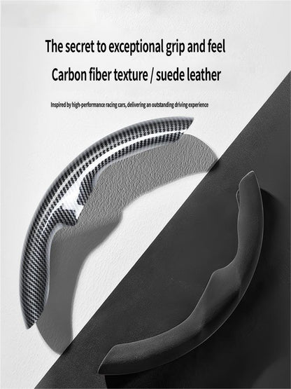 Ultra-Slim Carbon Fiber & Alcantara Steering Wheel Cover for Tesla Model 3 (Highland) & Model Y: Non-Slip, Sweat-Proof & Custom Fit Interior Upgrade