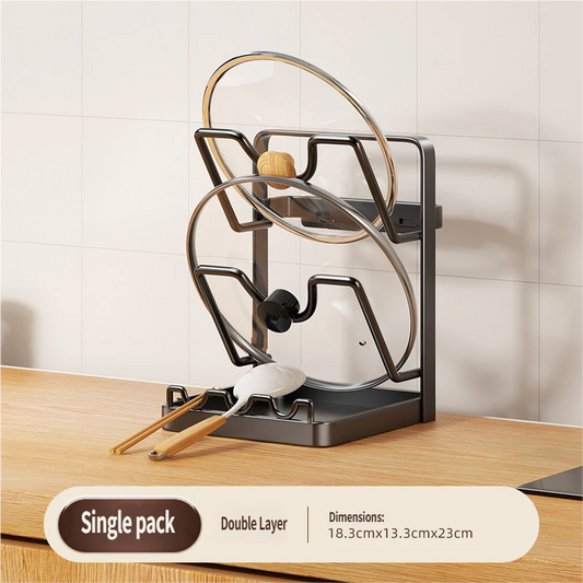 Multifunctional Kitchen Lid & Spatula Rest: Heat-Resistant Countertop Organizer for Pot Covers, Ladles & Utensils with Drip Tray