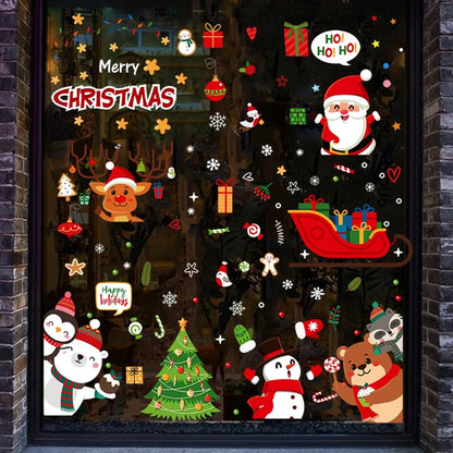 Christmas Wall Window Stickers Marry Christmas Decoration For Home 2024 Christmas Ornaments Xmas Navidad Gift New Year 2025