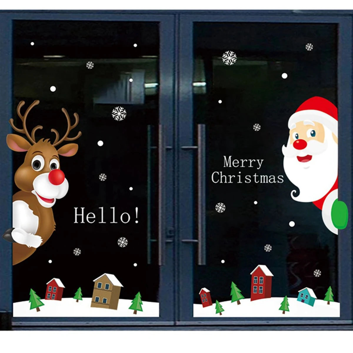 Christmas Wall Window Stickers Marry Christmas Decoration For Home 2024 Christmas Ornaments Xmas Navidad Gift New Year 2025