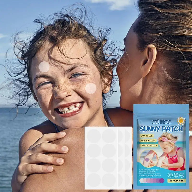 UV Stickers for Sunscreen Reapply Waterproof 24 Pack UV Sun Stickers Sunscreen Patch UV Detection for Body Kids Adults